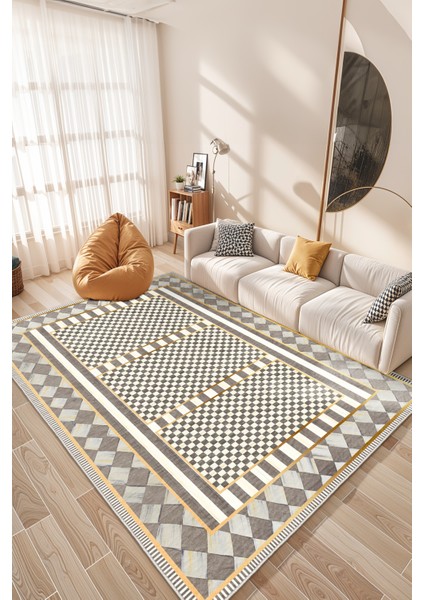 Mackenzie Modern Halı, Makinede Yıkanabilir Kaymaz Taban, Ince Salon Halısı, Mutfak Halısı ve Yolluk
