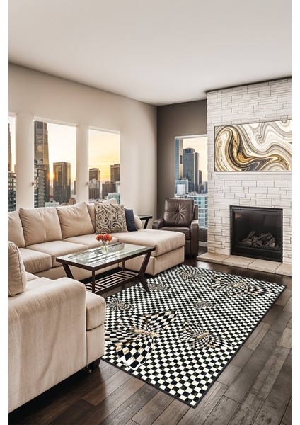 Mackenzie Modern Halı, Makinede Yıkanabilir Kaymaz Taban, Ince Salon Halısı, Mutfak Halısı ve Yolluk