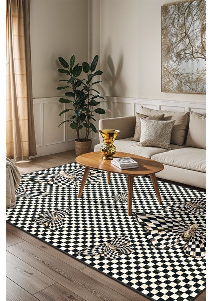 Mackenzie Modern Halı, Makinede Yıkanabilir Kaymaz Taban, Ince Salon Halısı, Mutfak Halısı ve Yolluk
