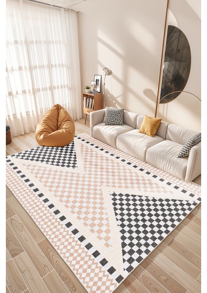 Mackenzie Modern Halı, Makinede Yıkanabilir Kaymaz Taban, Ince Salon Halısı, Mutfak Halısı ve Yolluk