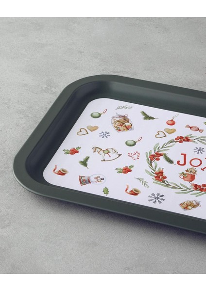 New Year Joy Metal Tepsi 35X23 cm Yeşil modelleri