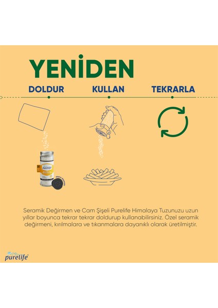 Himalaya Tuzu - SET - Granül Kristal Kaya Tuzu Beyaz 500g + Seramik Değirmenli 120g