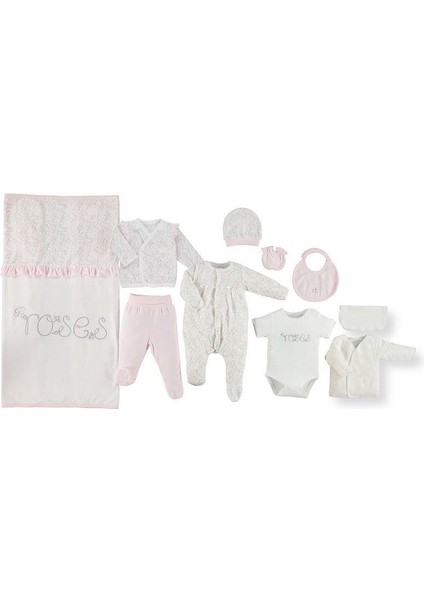 Kadife 10 Parça Hastane Çıkışı Zıbın Seti 0-3AY/62CM. Pembe