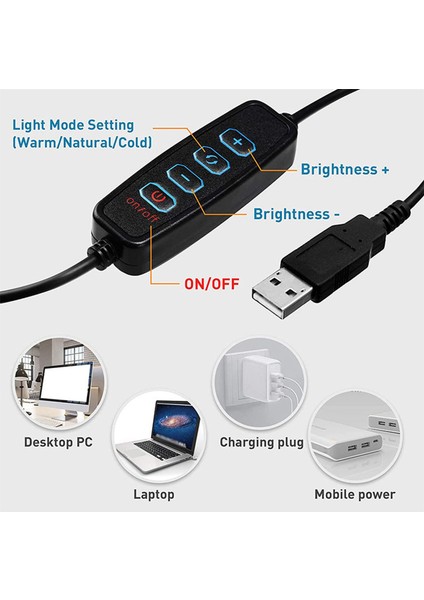 6 Inçlik LED Sie Halka Işığı 3 Renk Sıcaklığı Değişebilir Parlaklık Ayarlanabilir (Yurt Dışından) fiyatları