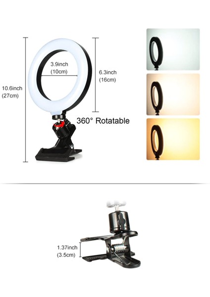 6 Inçlik LED Sie Halka Işığı 3 Renk Sıcaklığı Değişebilir Parlaklık Ayarlanabilir (Yurt Dışından) modelleri