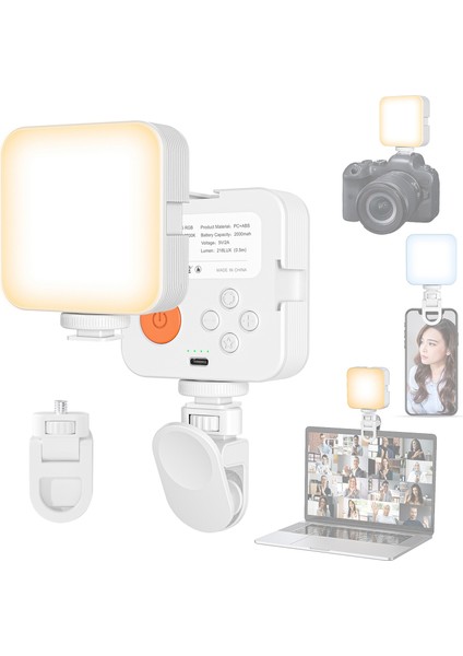 Cep LED Video Işığı 3000K - 6500K Parlaklık Ayarlanabilir Yerleşik Pil (Yurt Dışından)