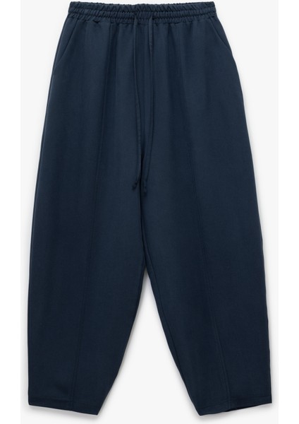 Modal Kumaş Beli Lastikli Bağlamalı Cepli Balon Fit Pantolon