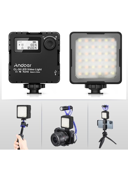 Cl-36 Mini Ikili Renkli LED Video Işığı 2800K-8500K Parlaklık Ayarlanabilir Dahili Şarj Edilebilir Pil (Yurt Dışından) indirimleri