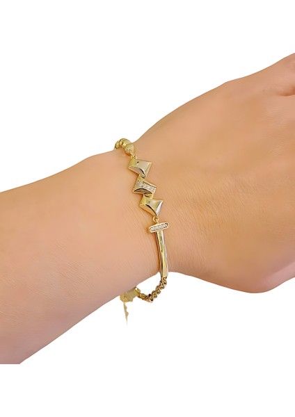 14K Vip Serisi Topçuk Detay Bileklik