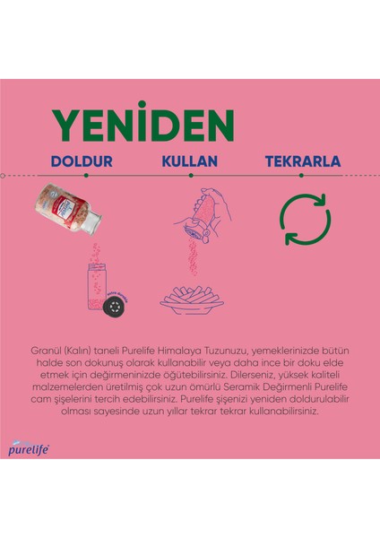 Himalaya Tuzu - Granül Kristal Kaya Tuzu Pembe - Mantar Tıpalı Cam Şişe - 350g fırsatları