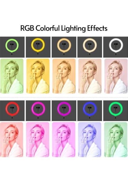 10 Inçlik Rgb Dairesel Işık 2800K - 6500K Doyması Ayarlanabilir USB ile Güçlendirilmiş (Yurt Dışından) indirimleri