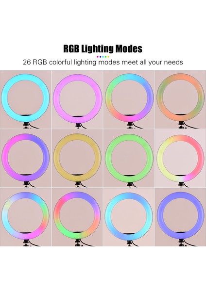 10 Inç Rgb Halka Işığı 29 Aydınlatma Modu Ayarlanabilir (Yurt Dışından) indirimleri