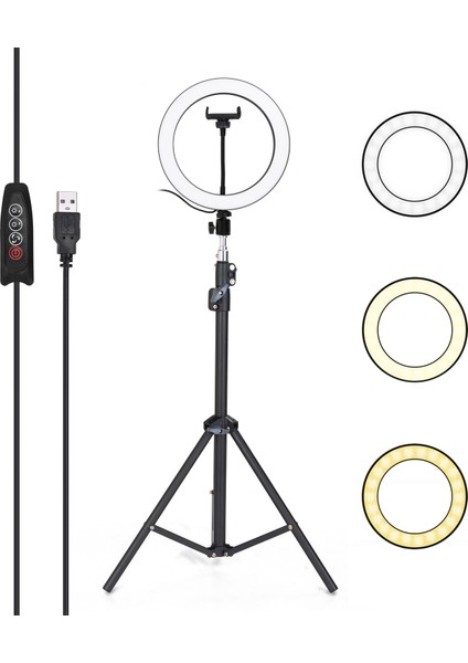 Alüminyum Çelik Fotoğraf LED Halka Işığı Üç Seviyeli Ayarlama 10 Seviyeli Parlaklık Ayarlamalı (Yurt Dışından)