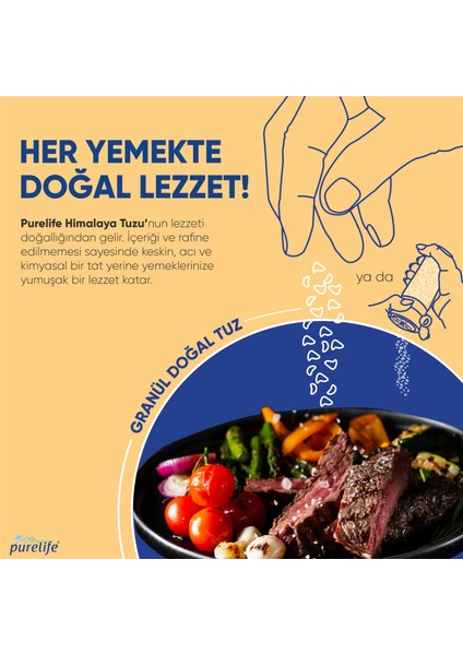 Himalaya Tuzu Granül Kristal Kaya Tuzu Beyaz 500g | Sofrada Öğütme Tuzu | Rafine Edilmemiş & Doğal Tuz | Zengin Mineralli modelleri
