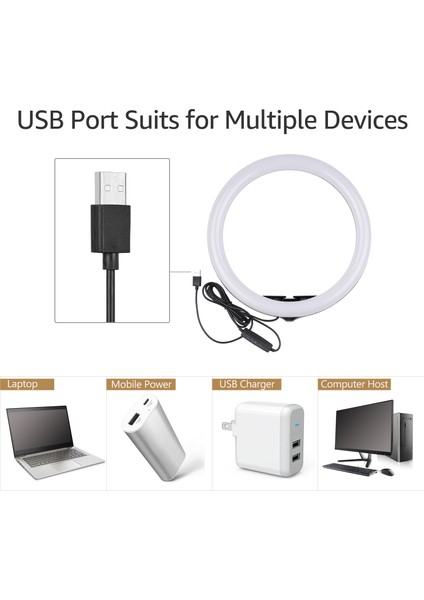 12 Inç LED Halka Işıkları 3 Renk Sıcaklığı Modu USB Güçlendirilmiş (Yurt Dışından) fırsatları