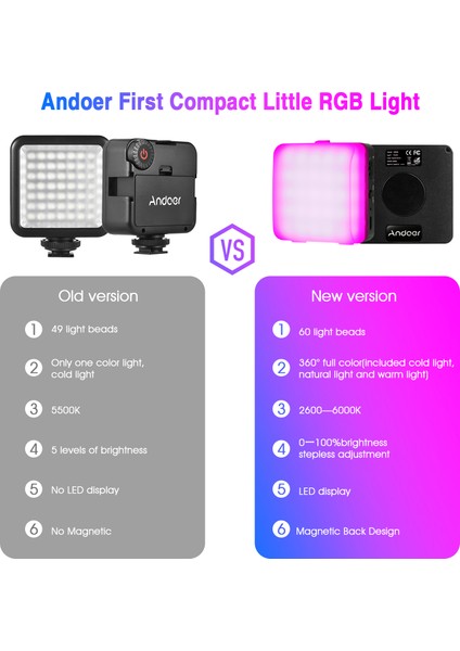 Cep Rgb Dolgu Işığı LED CRI95+ 2600K - 6000K Parlaklık Ayarlanabilir (Yurt Dışından)