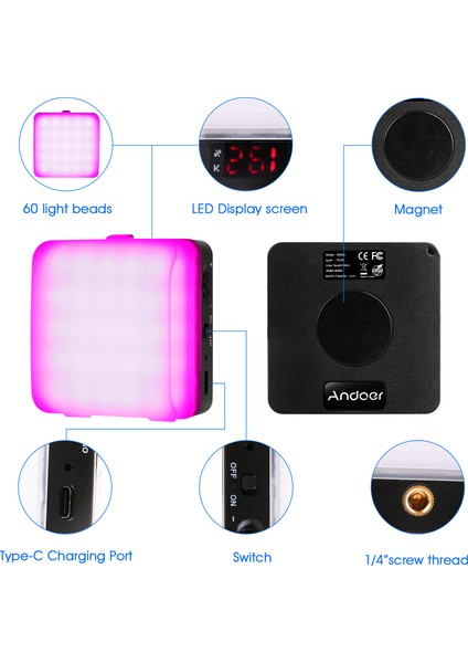 Cep Rgb Dolgu Işığı LED CRI95+ 2600K - 6000K Parlaklık Ayarlanabilir (Yurt Dışından)