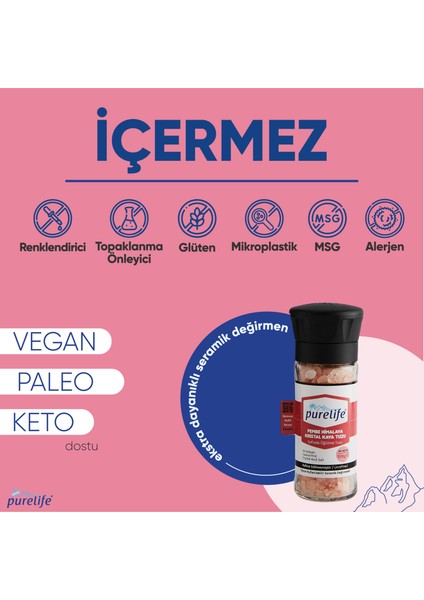 Himalaya Tuzu - SET - Granül Kristal Kaya Tuzu Pembe 500g + Seramik Değirmenli 120g modelleri