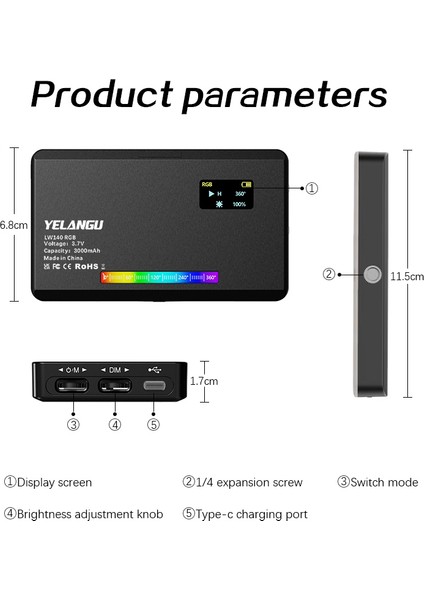LW140RGB Mini LED Fotoğrafik Ilkeme Işığı 2500K - 9000K Parlaklık Ayarlı 26 Özel Efekt Modu (Yurt Dışından) modelleri