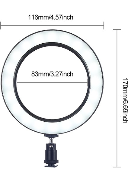 Puluz 4.6" Işık Seviyesi Ayarlanabilir 3 Işık Modlu LED Halka Işığı (Yurt Dışından) modelleri