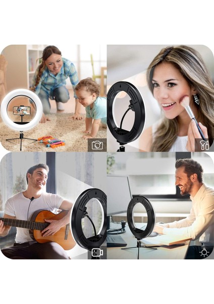 10 Inçlik Aydınlatma Seviyesi Ayarlanabilir 3 Aydınlatma Modlu LED Halka Işığı (Yurt Dışından) modelleri