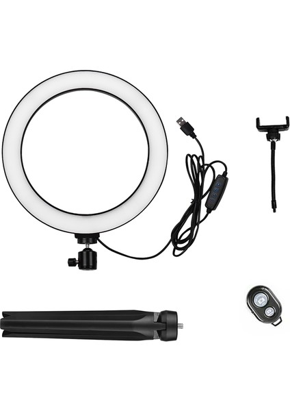 10 Inç LED Halka Işığı 3200K - 5500K Parlaklık Ayarlı Tripod Standı (Yurt Dışından)