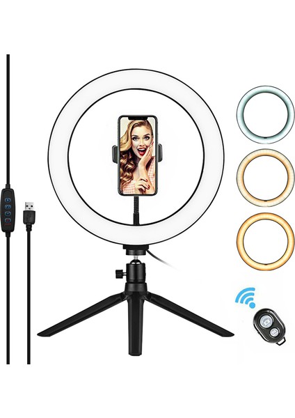 10 Inç LED Halka Işığı 3200K - 5500K Parlaklık Ayarlı Tripod Standı (Yurt Dışından) fırsatları