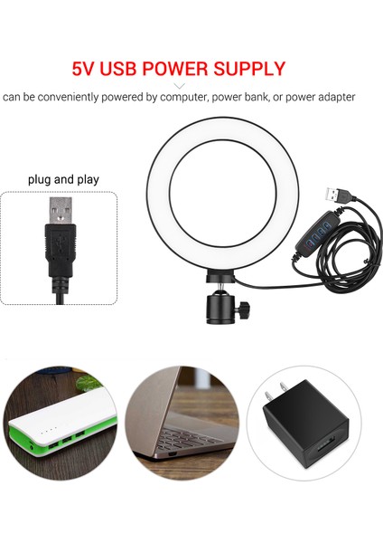 6 Inç Mini LED Halka Işığı Aydınlatma Seviyesi Ayarlanabilir 3 Aydınlatma Modu (Yurt Dışından) fırsatları