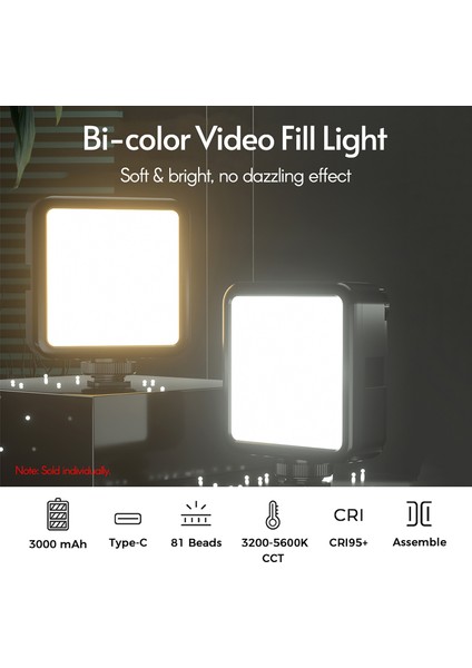 Vıjım Taşınabilir LED Video Işığı Iki Renkli Ayarlanabilir CRI95+ (Yurt Dışından) indirimleri
