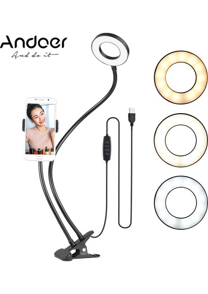 3,5 Inç Cep Telefonu Tutucu ve Esnek Kollu Iki Içinde Bir LED Halka Işığı (Yurt Dışından) modelleri