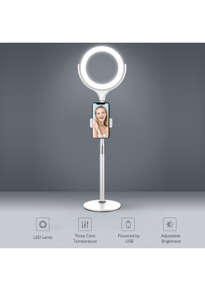 8 Inç LED Halka Işık Seti Videografya ve Fotoğrafçılık Için Ayar 가능 Stand ve Üç Renk Sıcaklığı (Siyah) (Yurt Dışından) fiyatları