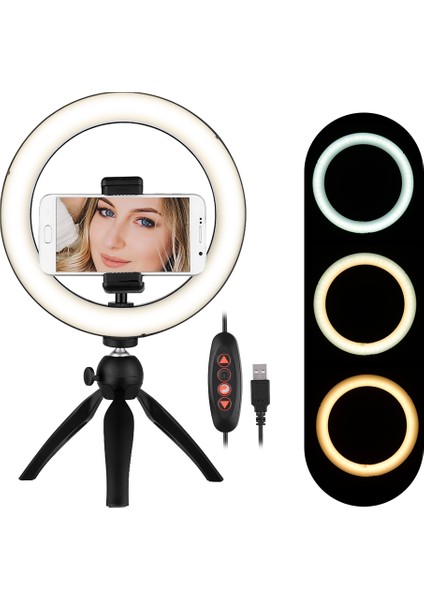 8.6 Inç Taşınabilir LED Halka Işığı 3 Işık Modu Parlaklığı Ayarlanabilir (Yurt Dışından)