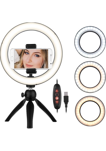 8.6 Inç Taşınabilir LED Halka Işığı 3 Işık Modu Parlaklığı Ayarlanabilir (Yurt Dışından) modelleri