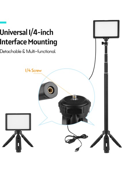 2 Adet USB LED Video Işık Seti 3200K - 5600K 14 Seviyeli Ayarlanabilir Tripod Stand (Yurt Dışından) modelleri