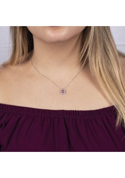 Baget Kesim Gümüş Kolye NUR-KY03154