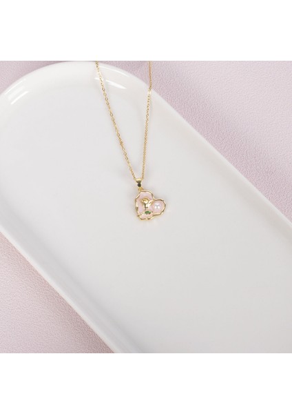 Kalpli Gül Detay Gold Çelik Kolye NUR-CL00331 fiyatları