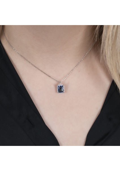 Mistik Topaz Baget Gümüş Kolye NUR-KY03182