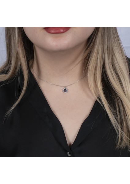 Mistik Topaz Su Damlası Gümüş Kolye NUR-KY03166 fiyatları