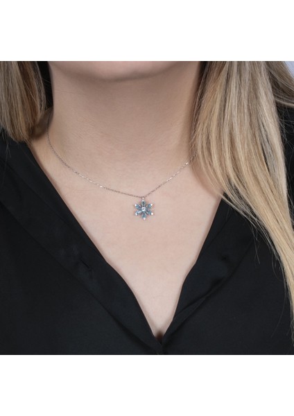 Mavi Lotus Gümüş Kolye NUR-KY03165 fiyatları