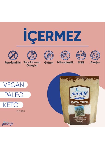 Kaya Tuzu Granül 500g | Anadolu | Sofrada Öğütme Tuzu | Rafine Edilmemiş Doğal Tuz | Yüksek Mineralli fiyatları