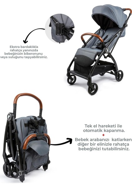 Xflop Autofold Kabin Boy Bebek Arabası Dark Grey