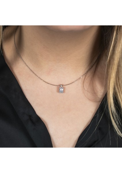 Baget Taşlı Gümüş Kolye NUR-KY03194