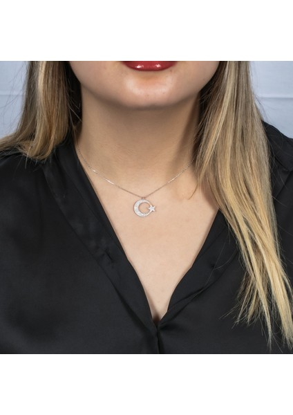 Ay Yıldız Gümüş Kolye NUR-KL03181
