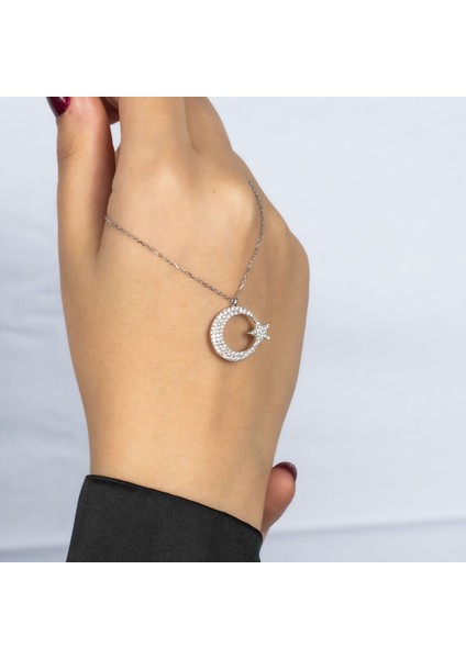Ay Yıldız Gümüş Kolye NUR-KL03181 fırsatları