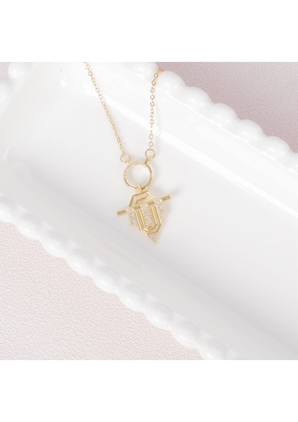 Rozet Gold Çelik Kolye NUR-CL00384 modelleri