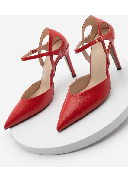 Kadın Stiletto Sivri Burun Bilekten Bantlı Topuklu Ayakkabı Tubin