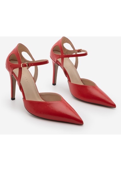 Kadın Stiletto Sivri Burun Bilekten Bantlı Topuklu Ayakkabı Tubin