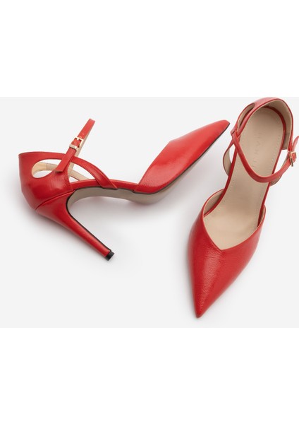 Kadın Stiletto Sivri Burun Bilekten Bantlı Topuklu Ayakkabı Tubin