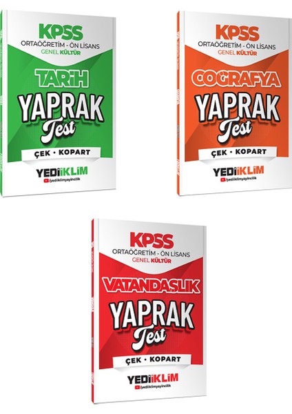 2026 KPSS Ortaöğretim Ön Lisans Genel Kültür Çek Kopart Yaprak Test 3'lü Set