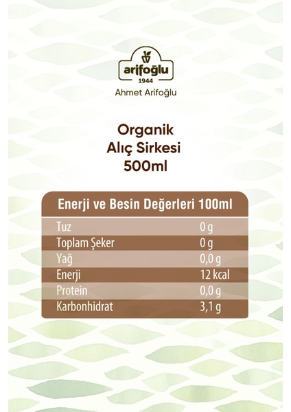 Organik Alıç Sirkesi 500ml